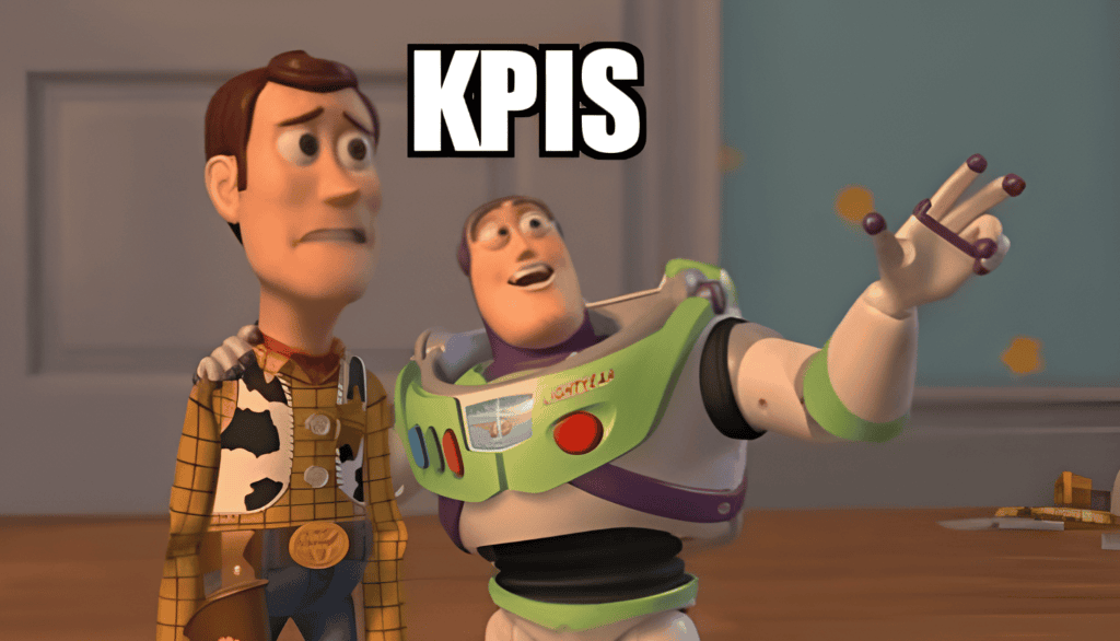 Personaggi di Toy Story con il testo "KPIS" in sovrimpressione
